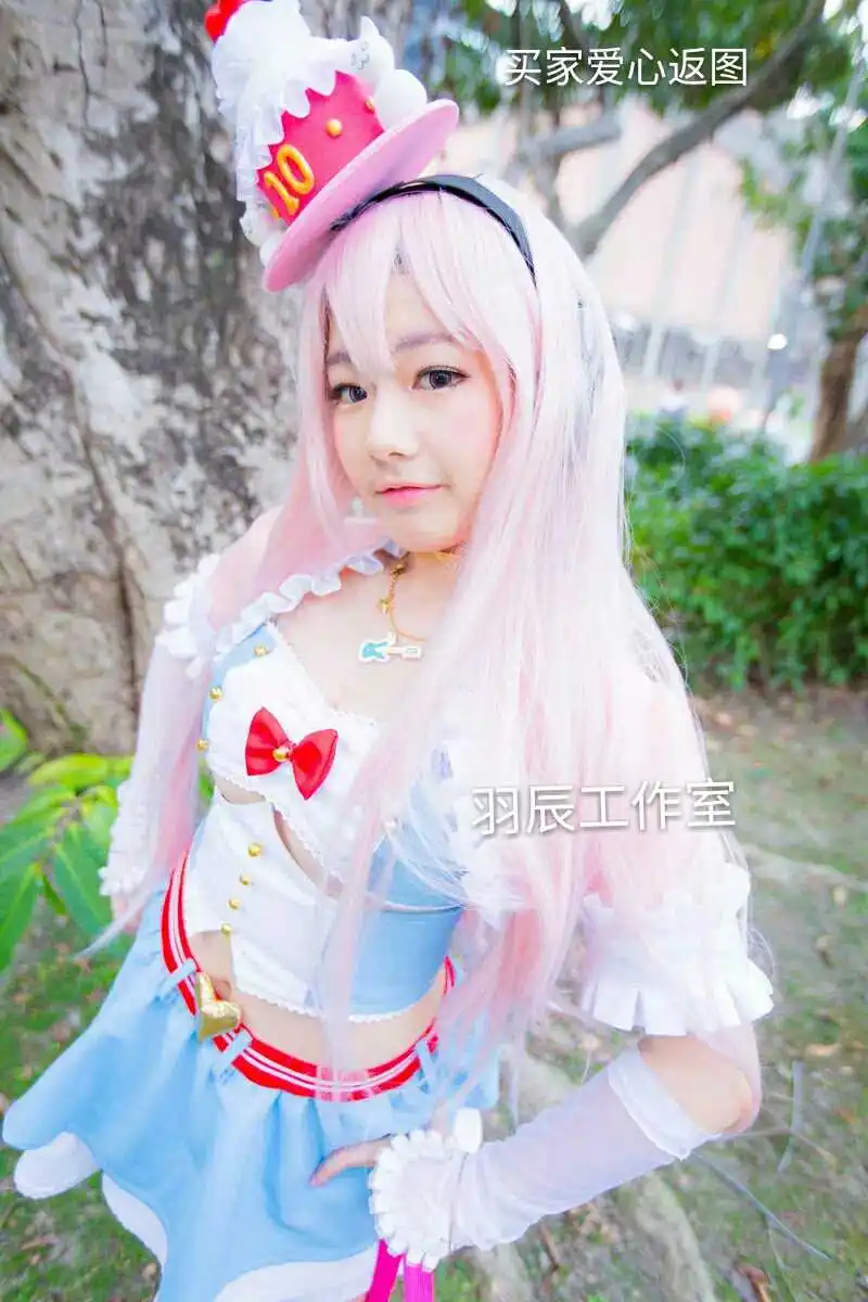 Супер Sonico Косплей SUPERSONICO 10nd рисунок на день рождения Костюм Топ Юбка летнее