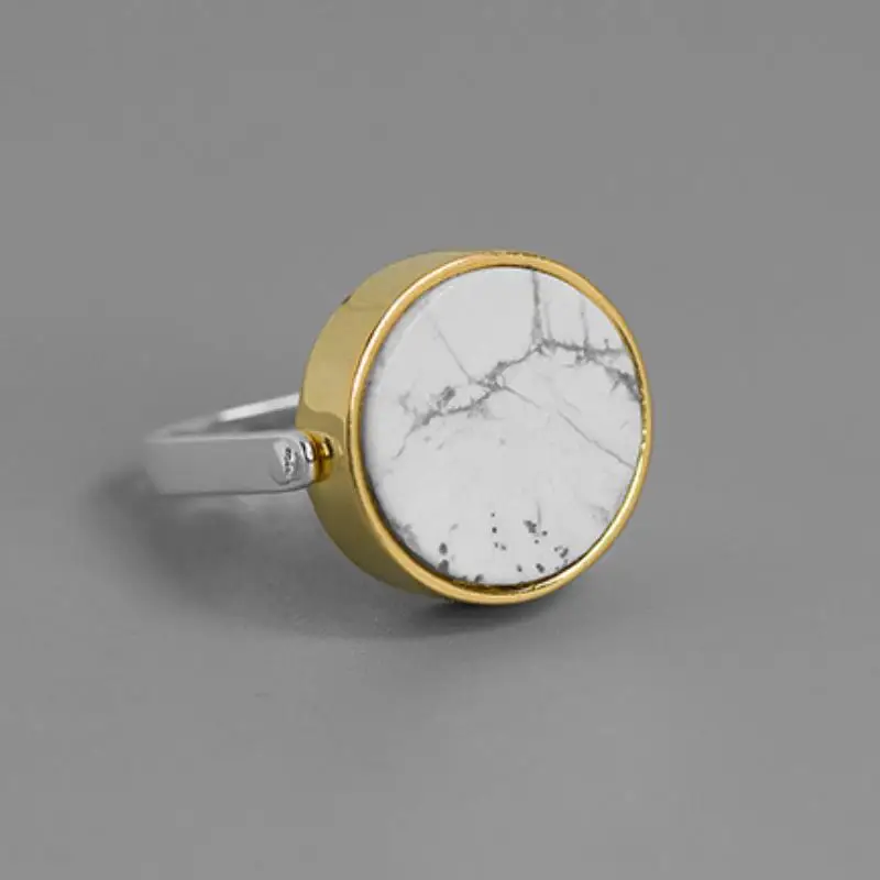 INATURE 925 пробы серебряные модные простые белые мраморные кольца на палец для женщин обручальное кольцо ювелирные изделия