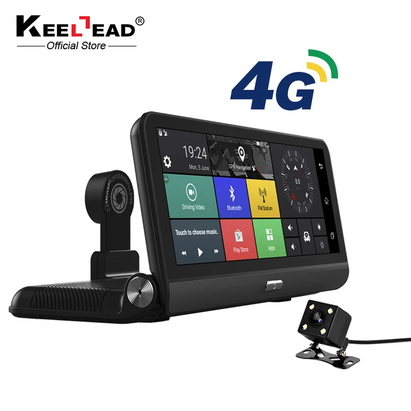 

KEELEAD 4G Android 5.1 Touch Screen Dual Lens Car DVR Camera Auto Bluetooth FM Rearview Dash Cam Video Recorder GPS Navigatio