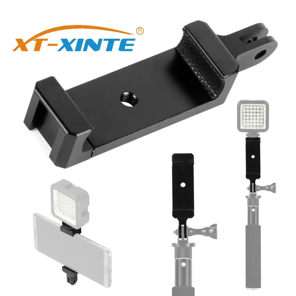 

Phone Stand Holder Clip Tripod Adapter 1/4 Hole & Cold Shoe Mount Clamp for iPhone Huawei Xiaomi for Gopro Camera Monopod Selfie