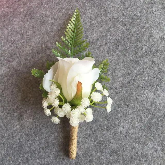 Artificial Flower Buttonhole Groom Boutonnieres Best Man Wedding Flowers Bouquet Accessories Pin