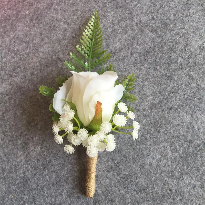 Fleur artificielle Boutonnière Marié Boutonnieres Meilleur Homme De