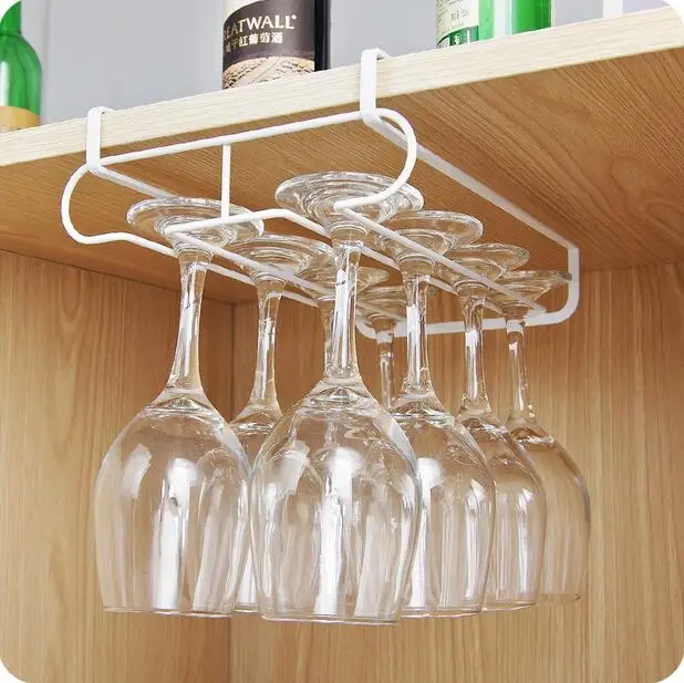 Best Offers Iron Hanging Wine Cup Holder Kitchen Cabinet Hanging Goblet Storage Rack