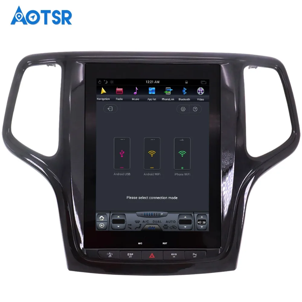 Discount Android Tesla style Car GPS Navigation For JEEP Grand Cherokee 2014-2018 gold and black headunit multimedia player No DVD player 4