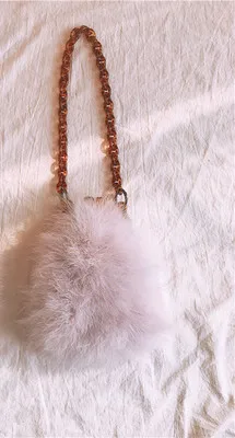 Зимняя женская меховая сумка из страусиного пера, акриловая цепь, дамские сумочки, роскошный дизайн, мини застежка сумки, винтажная шикарная сумка-мессенджер - Цвет: trapezoidal 10