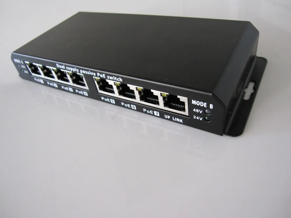 8 Port Unmanaged 10/100 Power over PoE Switch for 802.3af/24