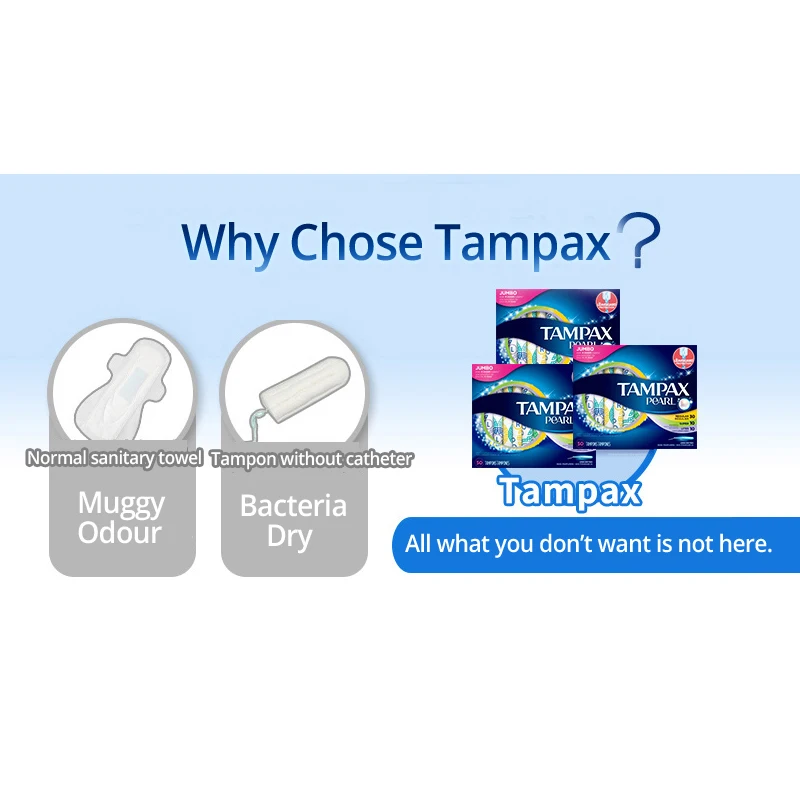 Катетерные тампоны Tampax, 50 шт., без запаха, установка на 3 впитывания, менструальная чаша, впитывающая антибактериальная гладкая гигиеническая прокладка для менструаций