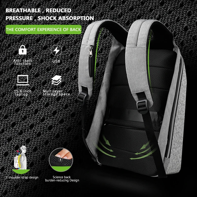 DQM устойчивый к порезу mochila USB 15 6 рюкзаки для ноутбука дорожная противокражная