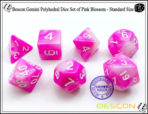 Bescon Gemini Polyhedral Dice Set of Pink Blossom-4