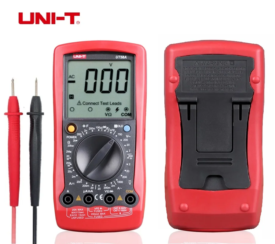 

General Ammeter Multitester DMM Digital Multimeters UNI-T UT58A DC/AC Voltage Current Resistance Capacitance Tester w/Data Hold