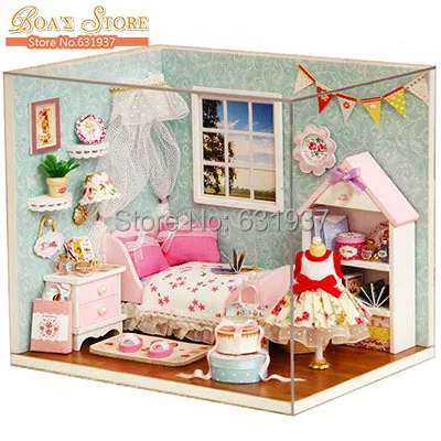 Кукольный дом включает в себя пылезащитный чехол большой кафе Деревянные маленькие кукольный домик мебель модель игрушки Рождественский подарок замок вращающийся карета