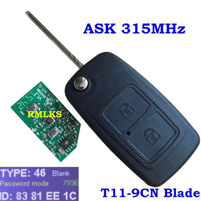 For Chery Tiggo 3 Vortex Tingo 2 Button Flip Remote Key Control 315Mhz or 433Mhz Auto Key Remote Fob