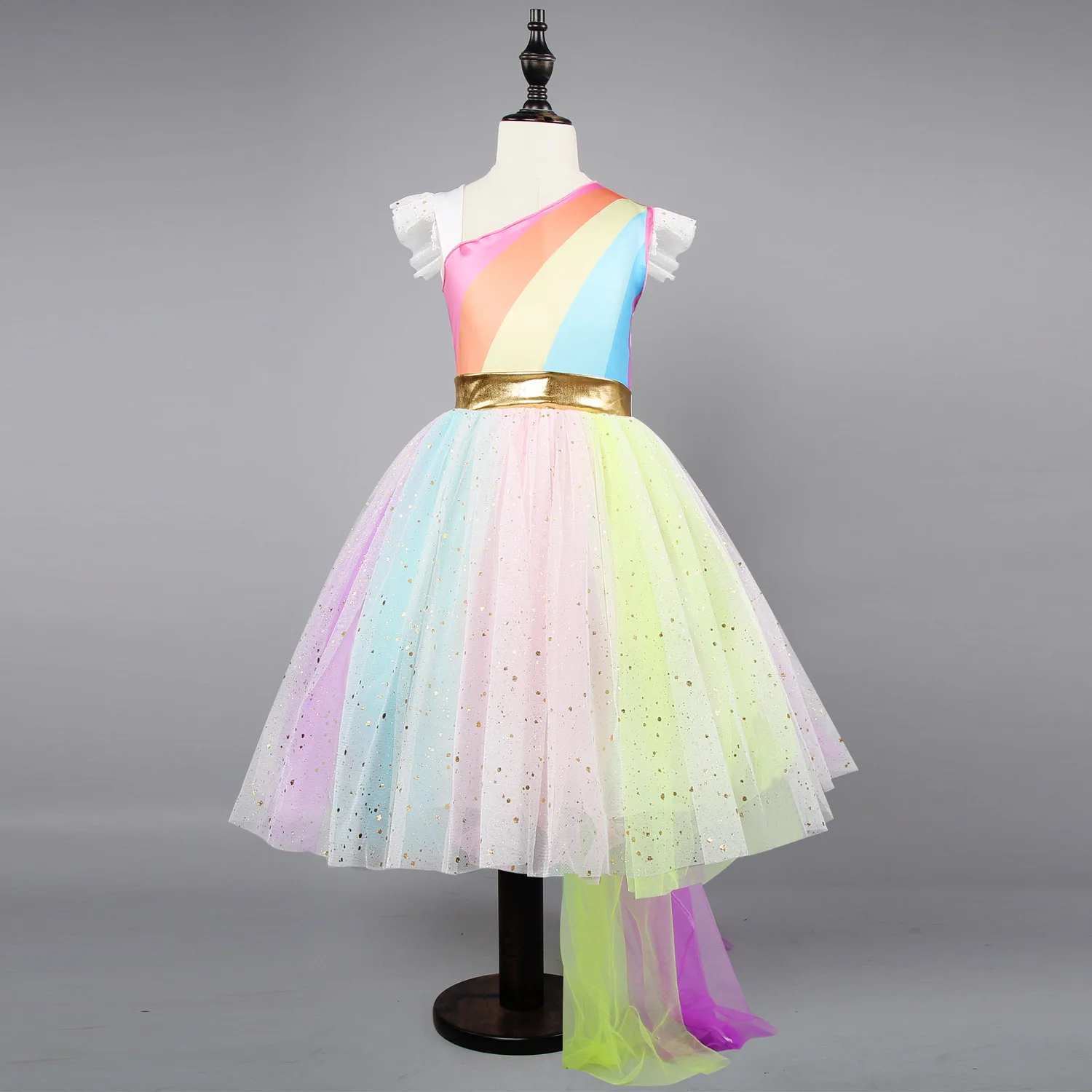 ZJHT/новое платье для девочек с единорогом сетчатая одежда с радужными блестками детский праздничный костюм принцессы на день рождения Детские платья-пачки MY004 - Цвет: Dress