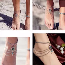 KISS WIFE 1pc Ethnic Beads Anklet Chic Tassel Foot Chain Ankle Bracelet Body Jewelry Anklets For
