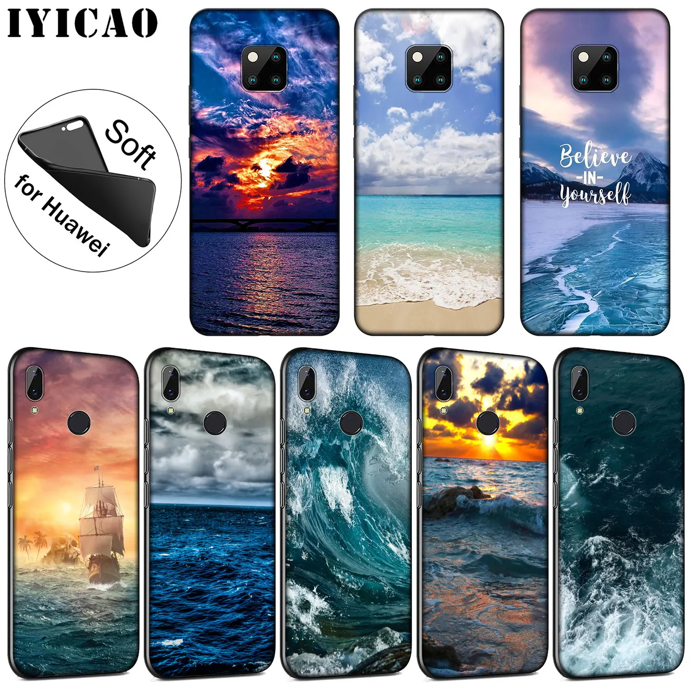 IYICAO Sea Beach spray Мягкий силиконовый чехол для телефона Huawei Mate 30 20 10 Pro Lite Nova 5I 4 3i 3 2i