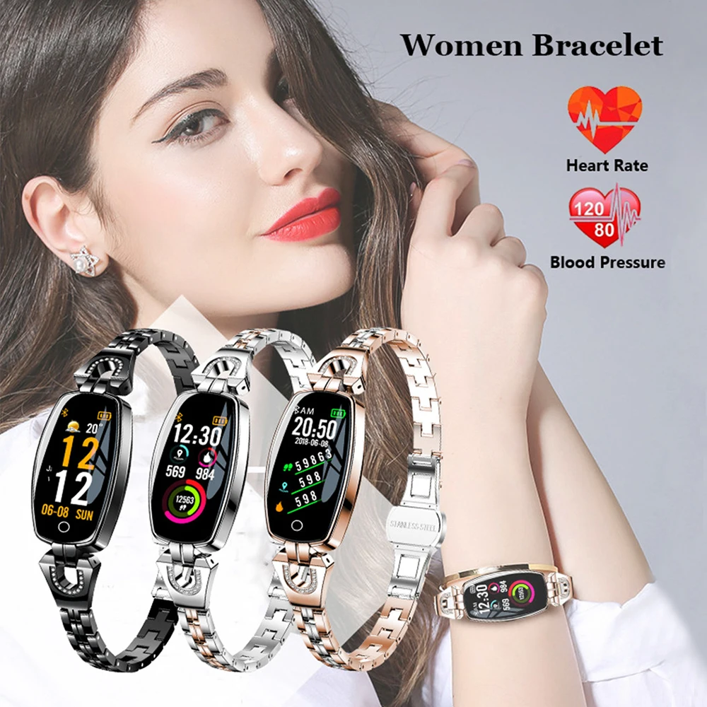 

Luxury Women Smart Bracelet Heart Rate Monitor Blood Pressure Band Fitness Tracker Bluetooth Wristband IP67 Waterproof Watch