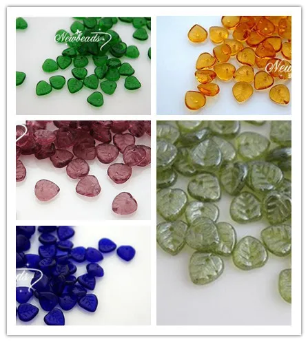 Heart Leaf 9MM 80Pcs Pack Mixed 5 Colors Glaze Czech Glass font b Crystal b
