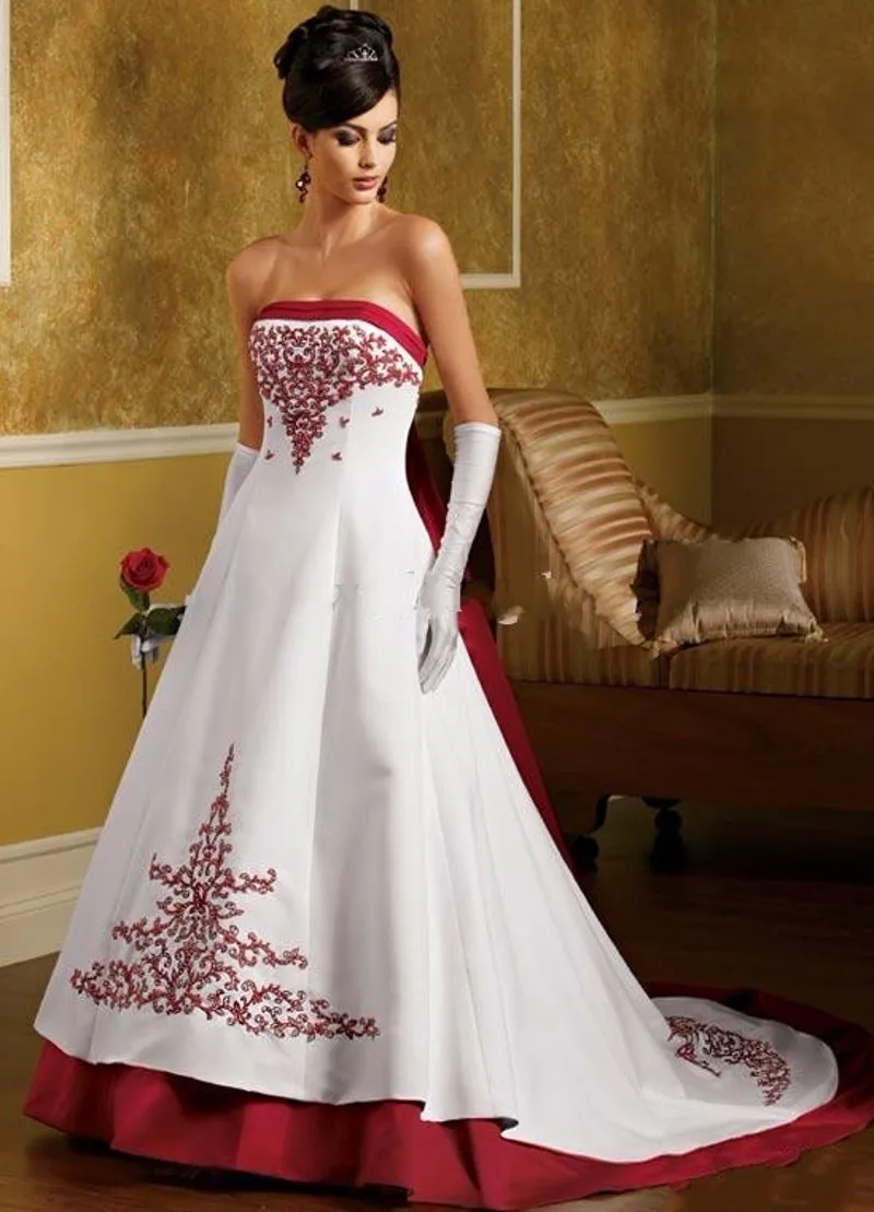 Новое прибытие белые и красные свадебные платья вышивка линия Китай Атласное свадебное платье Свадебные платья с вышивкой бисером свадебные платья - Цвет: Красный