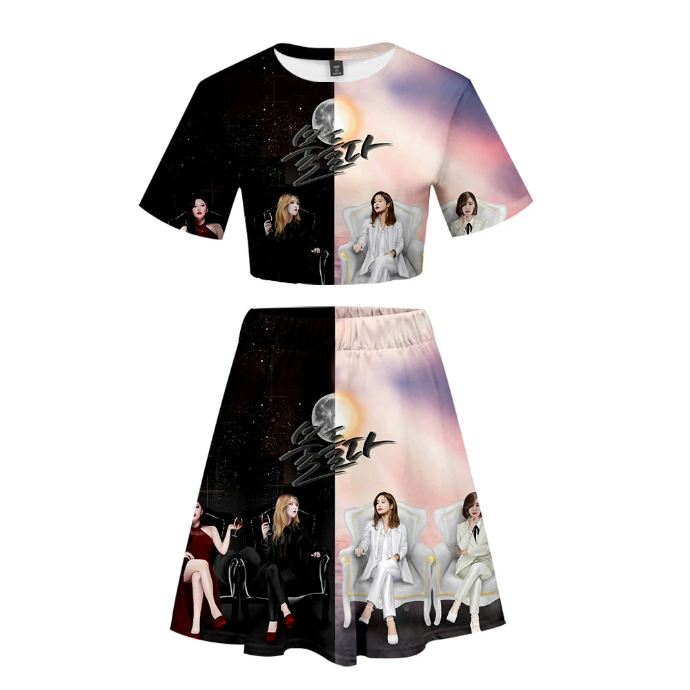 MAMAMOO 3D 2019 модные шорты с эластичной резинкой на талии короткие женские свободные мягкие комплекты повседневные короткие юбки + футболки с