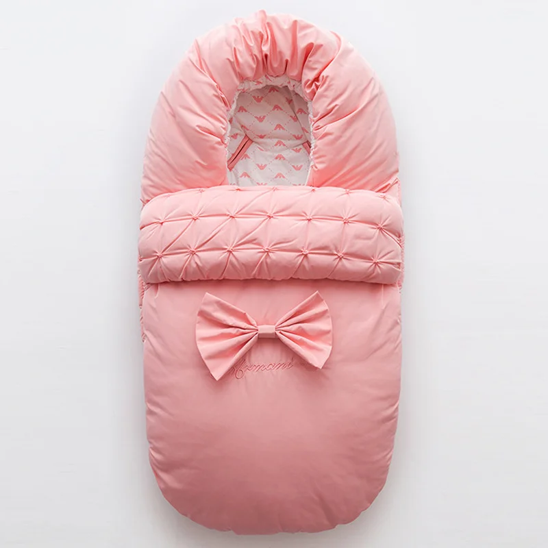 pink Детский спальный мешок-кокон, конверт для новорожденных, спальные мешки, одеяло, конверт с бантом, сумка для детской коляски, внешний Пеленальный мешочек, детский кокон - Цвет: pink