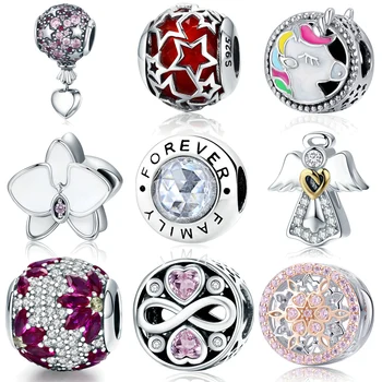 

MYBEBOA Genuine 925 Sterling Silver Guardian Angel Gold Color Enamel Charm Beads Fit Original Pandora Bracelet Charms Jewelry