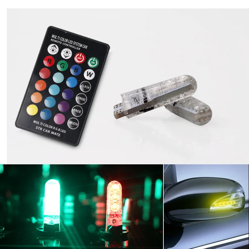 

hlxg 2pcs T10 LED 194 168 Bulb Remote Width Interior Lighting Source T10 W5W 5050 6SMD Led Car Clearance Lights Car Styling