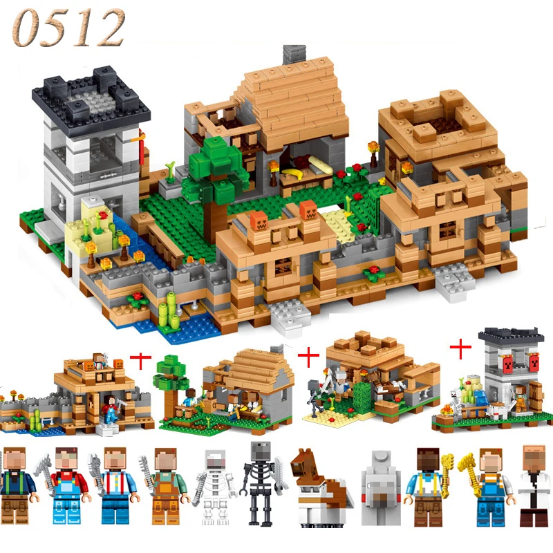 

1221pcs Minecraft Blocks Toys Figures 4 In 1 Neverland Ranch Model Minecrafted Building Blocks Plastic Toys For Children Gift #E