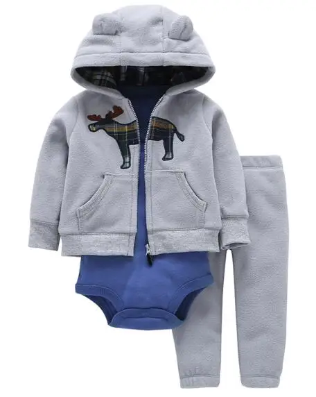 Прямая хлопка флисовый свитер с изображением оленя для маленьких мальчиков+ хлопковый комбинезон+ длинные штаны комплекты из 3 предметов, одежда бренд - Цвет: model 6