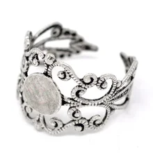 Медь Регулируемые кольца Круглый античное серебро кабошоны принадлежности(подходит для 8 мм) 18,3 мм(6/")(по ТИХООКЕАНСКОМУ летнему времени США) цельнокроеное платье