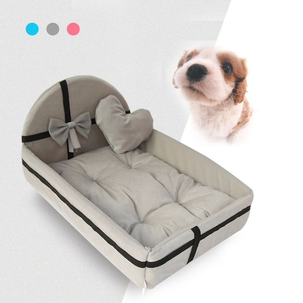 Cute Plush Cushion Pet Dog House Nest With Mat Warm Small Medium Dogs