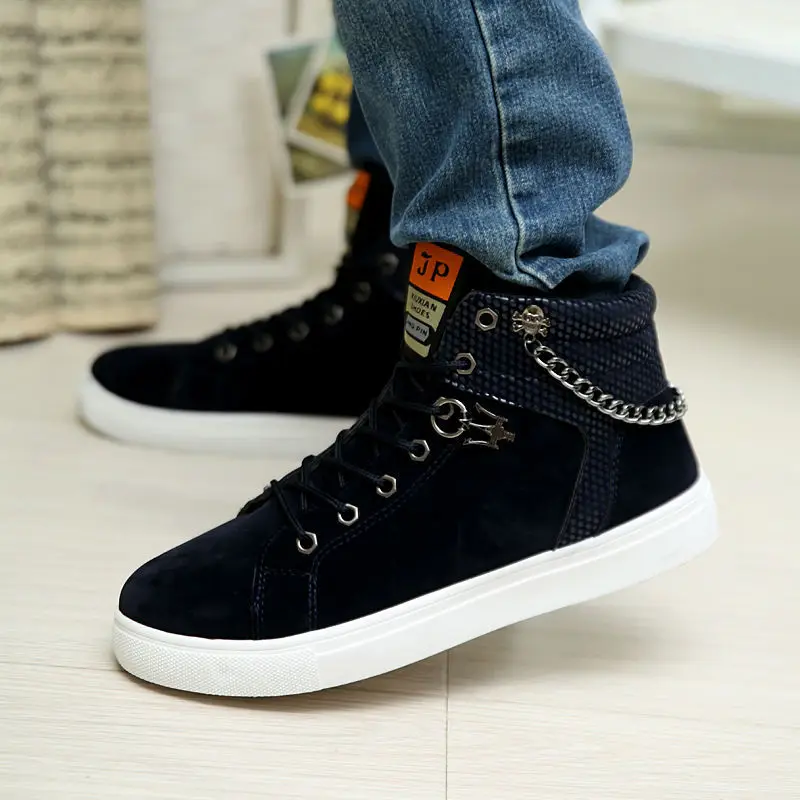 2017 Autumn Winter Warm font b Men b font Chain Decorative Flock Casual font b Shoes