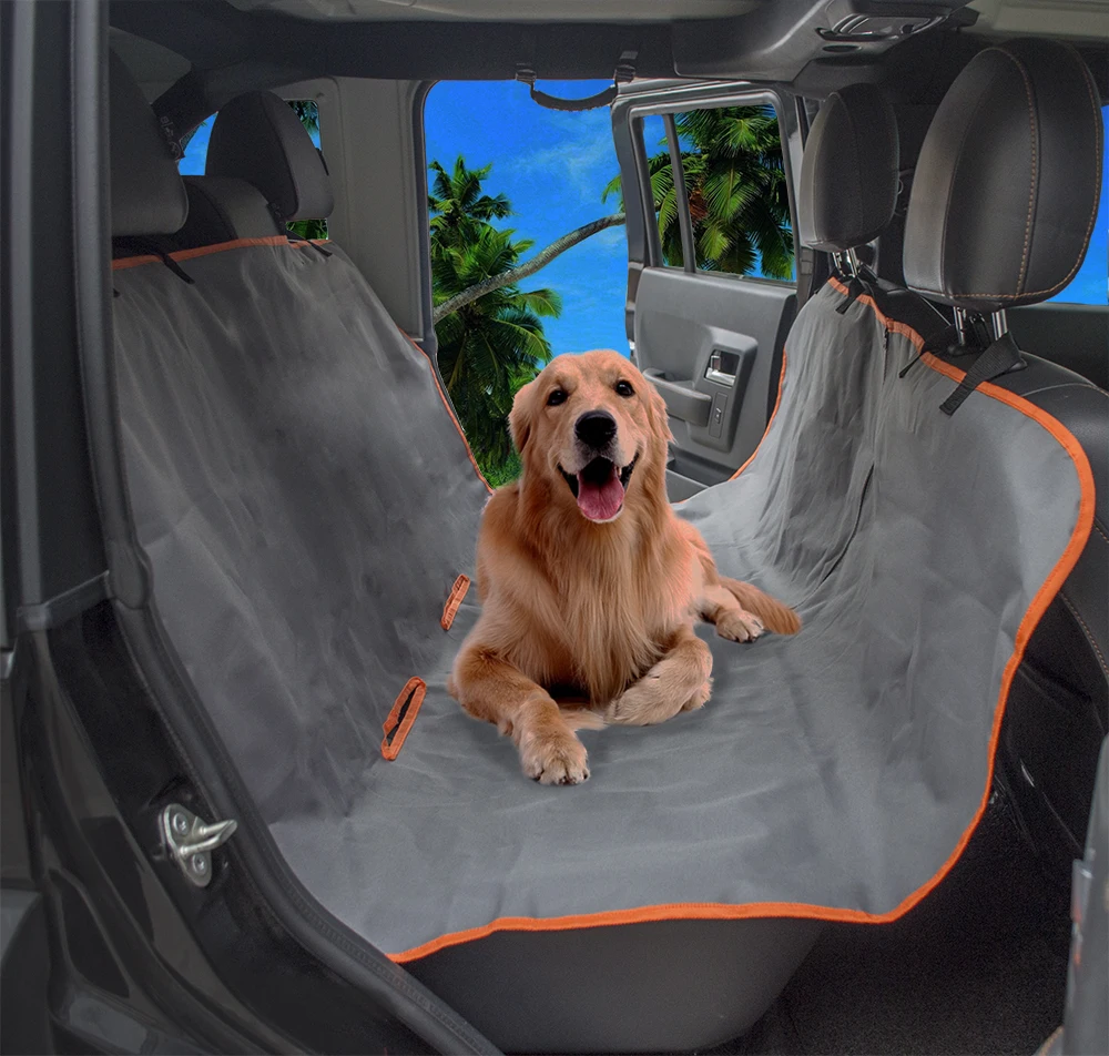 

Black Grey 2-in-1 Dog Seat Cover for Back Car Seat with Zipper Waterproof Non-Slip Hammock Style Bench Seat Car Trunk Pet Mat