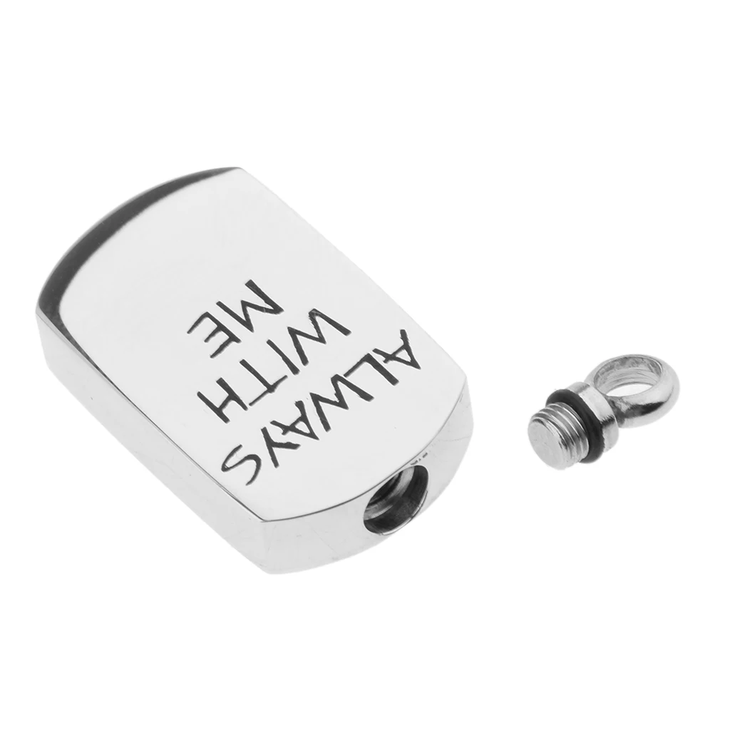 ALWAYS WITH ME Carving Dog Tag Pendant Urn Ash Holder Memorial Locket Steel for Hold pet's ashes / hair / liquid Pendants