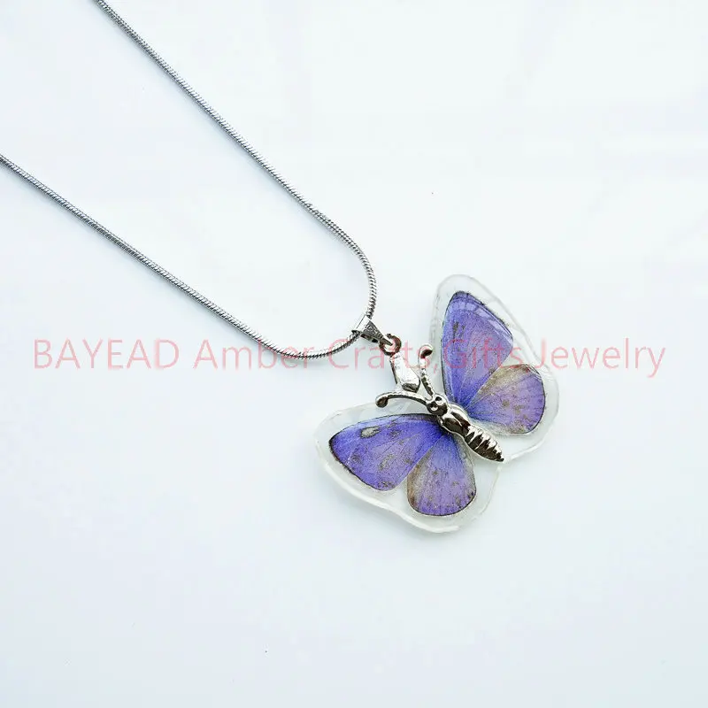 Resin Spring Butterfly Flower Pendant