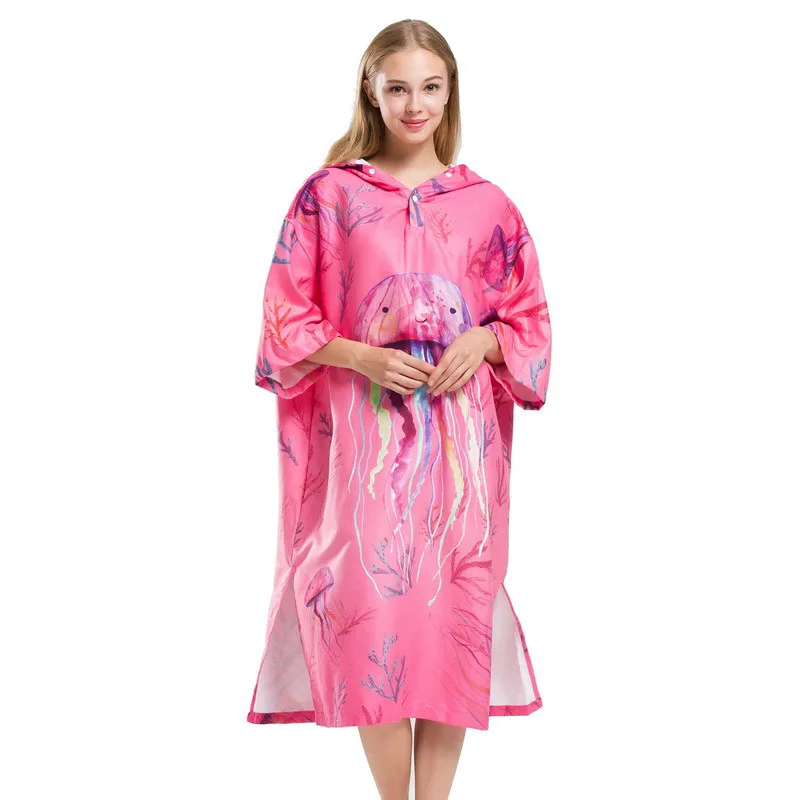 

Camouflage Lovely Jellyfish Changing Robe Bath Towel Outdoor Adult Hooded Beach Towel Poncho Bathrobe Towels Women Man Bathrobe