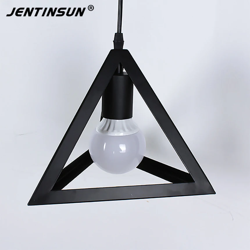 

Hot Triangle Style Metal Iron Pendant Lighs LED E27 Vintage Lighting 2017 Wholesale Black Hanging Light for Kitchen Living Room