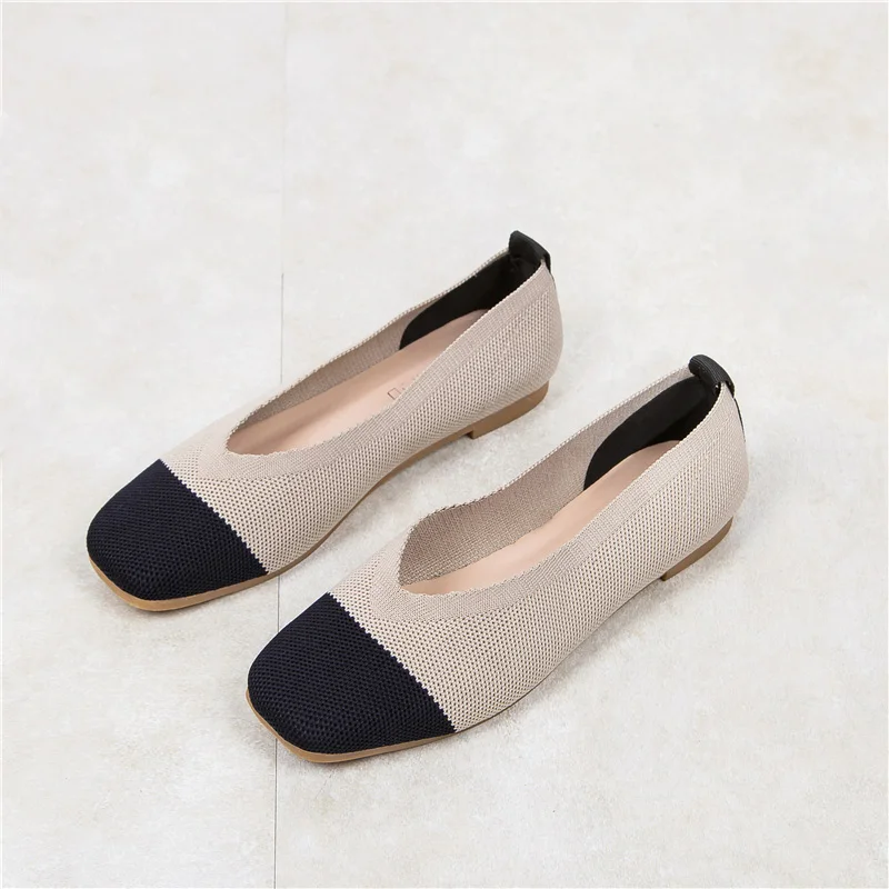 

2019 New Fashion Spring Autumn Women Flats Slip-On Sqaure Toe Shallow Mixed-Colors Decor Women Shoes Hand-made Women Loafers