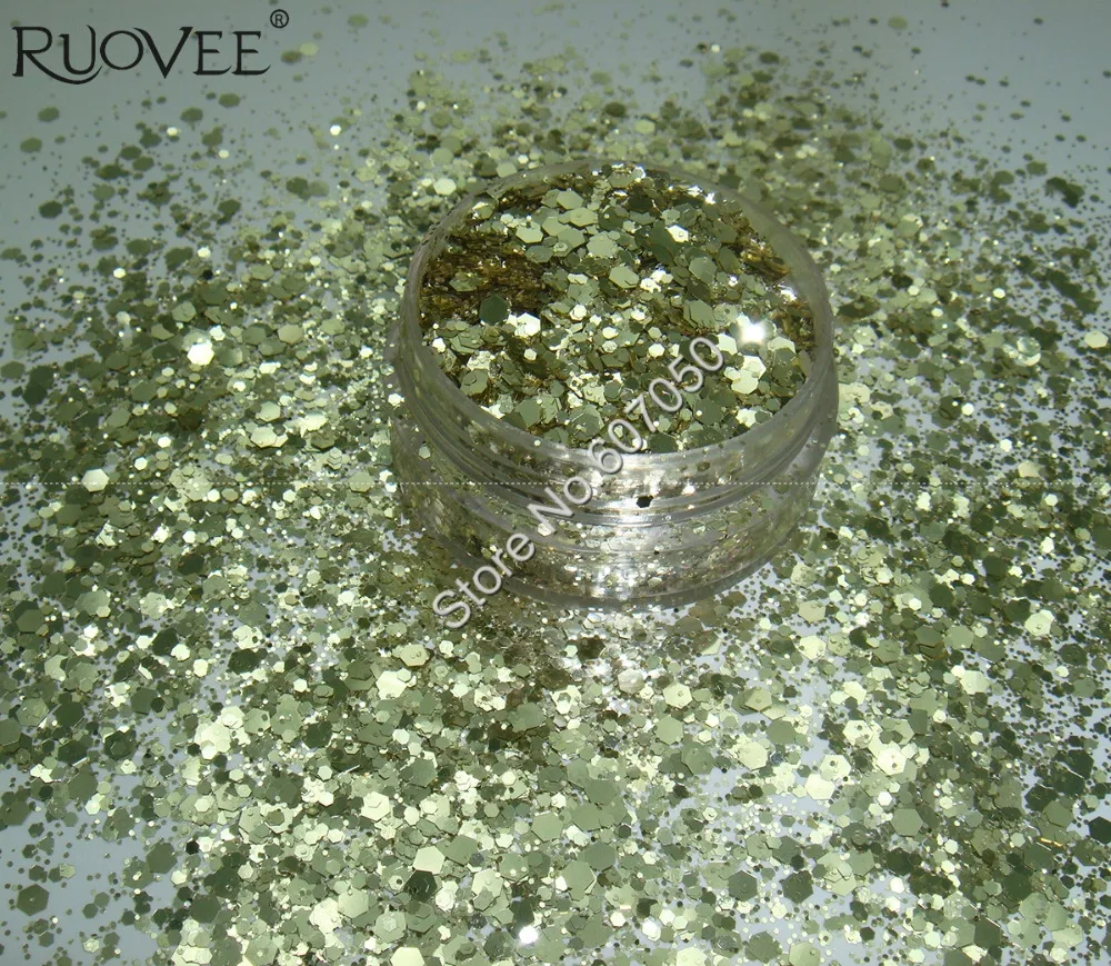 

Mix Metallic Luster Glitter Champagne Gold Hexagon Sequin Paillette Spangle Powder Shape for Nail Art Glitter Craft Decoration