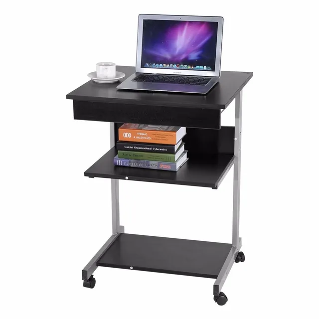 Portable Modern Wooden Rolling Mobile Standing Computer Laptop Home Portable Modern Wooden Rolling Mobile Standing Computer Laptop Home Office Workstation Desk