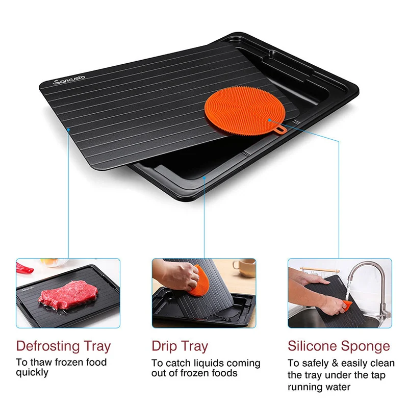 Fast Defrosting Tray with Cleaner Frozen Meat Defrost Food Thawing Plate Board Kitchen Tool J2Y