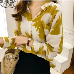 Blusas mujer de moda 2019 Женские топы и блузки больших размеров женские цветочные отложной воротник женские рубашки с длинным рукавом 2156 50