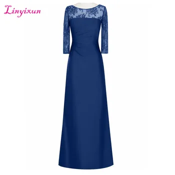 

Linyixun Real Photo Half Sleeves Pleat Mother Of The Bride Dresses Customized Beaded Ruched Chiffon Mother Long Evening Gown