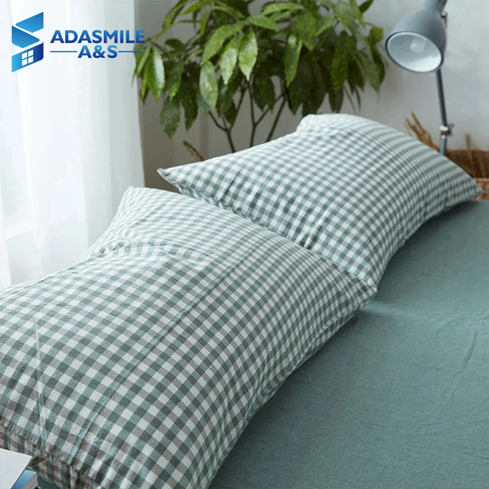 

100% Cotton Plaid Color Bedding Pillow Cover 48*74cm Rectangular Pillowshams Pink/Blue/Grey Pillowcase Sleeping Bed Pillow Cases