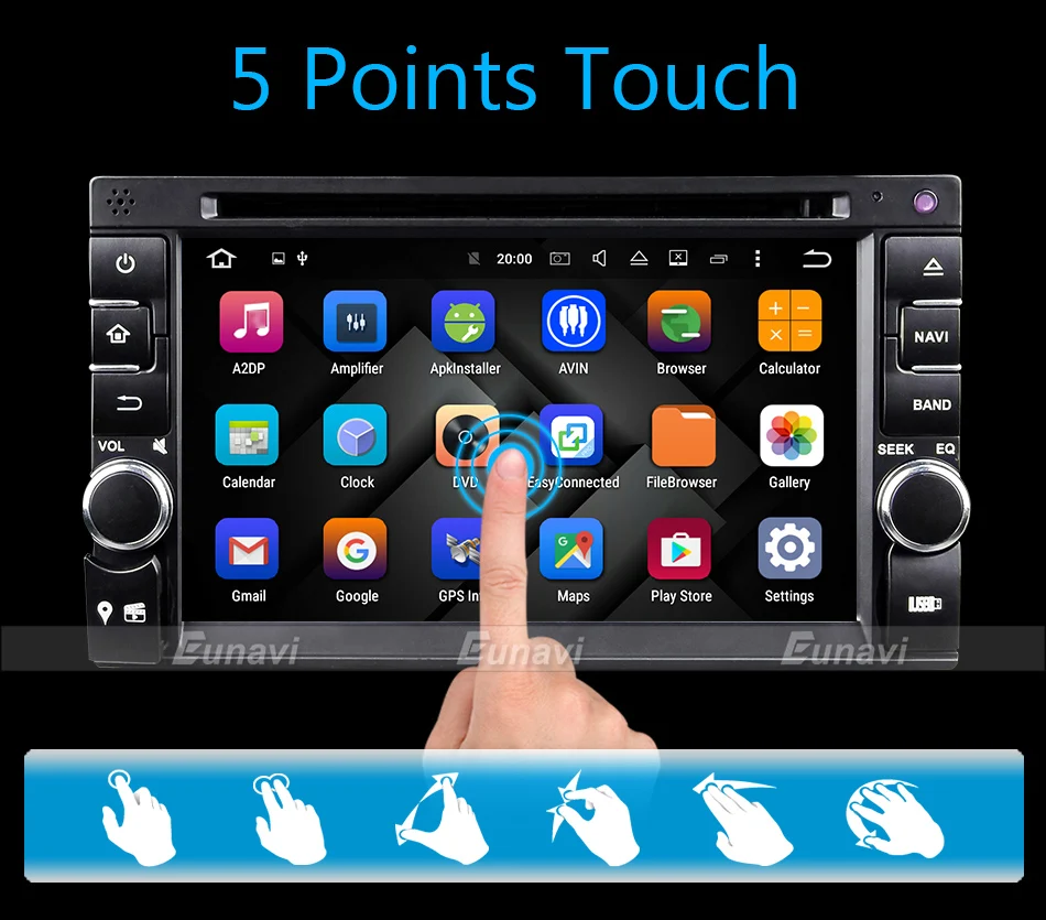 Perfect Eunavi Quad Core Universal 2 Din Android 9.0 Car radio dvd multimedia Player Capacitive Touch Screen Audio Stereo GPS Navigation 7