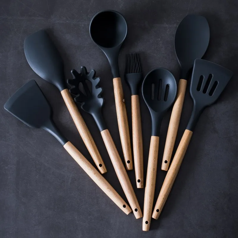 

8-9 Pcs/Set Silicone Spatula Heat-Resistant Soup Spoon Non-stick Special Cooking Shovel Kitchen Tools R380