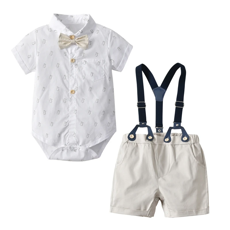 

Baby Boy Gentleman Summer Clothes Set Newborn Infantil Tops+Pants 2Pcs Boy Suit Boys Wedding Birthday Baptism Outfits Costume