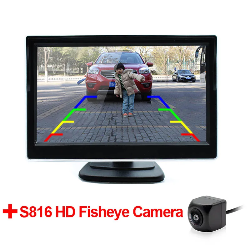 HD Fisheye Camera GreenYi HD " TFT ЖК-монитор парковки Дополнительная камера заднего вида, траектория парковки линии камеры и звездный свет камера ночного видения - Цвет: HD Fisheye Camera