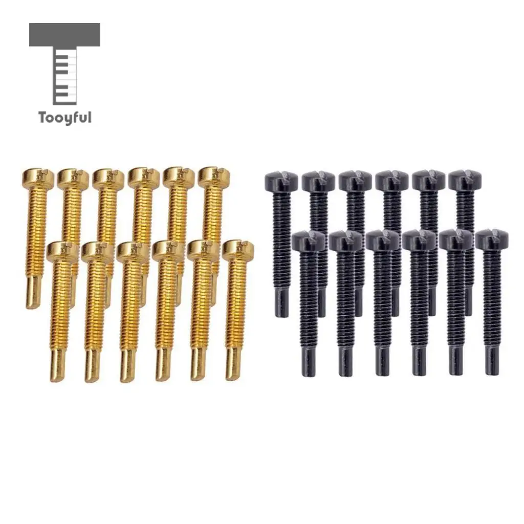 Tooyful 12 Sets Electric Guitar Humbucker Polepiece Mounting Screws Golden + Black