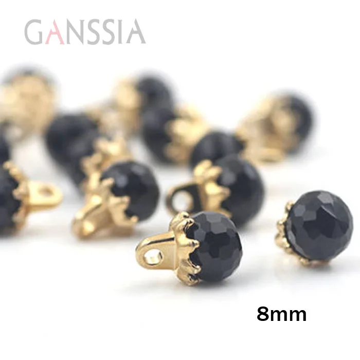 

10pcs/lot Size:8mm Beautiful Black imitation crystal round buttons, Sewing buttons for shirt buttons (SS-98-1)