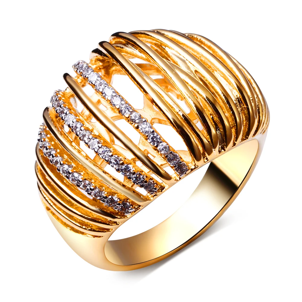 Sweet Look Fashion Jewelry Women Casual Rings Gold and White Color